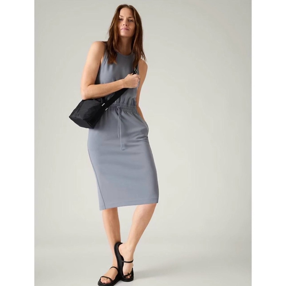NWOT Athleta Seasoft Midi Dress // Coastline Blue